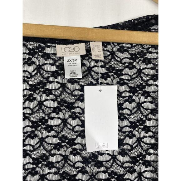 Logo Lori Goldstein Black Lace Pullover Layering Top Whimsigoth Y2K 2X 3X New - Picture 8 of 12